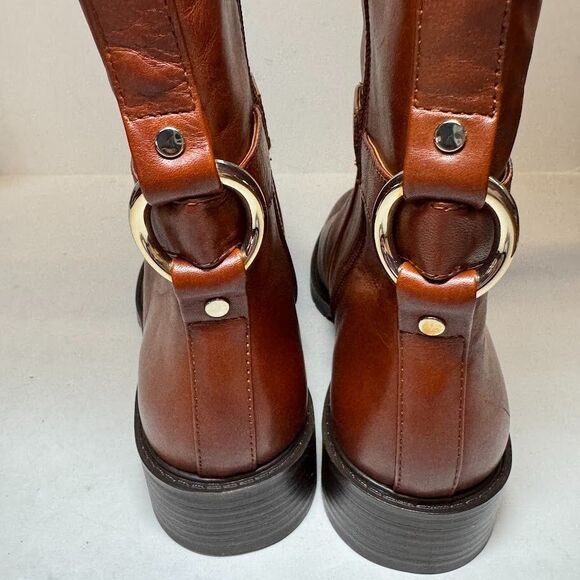 INC Womens 8.5 M Cognac Brown Leather Mireyal Knee High Riding Boots DISPLAY HX1 - Picture 3 of 6